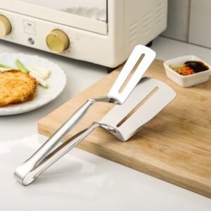 14908507081_359506468.jpg Stainless Steel 2-in-1 Food Tongs Spatula
